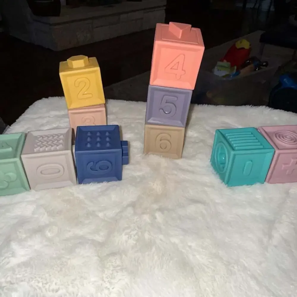 Silicone Soft Baby Stacking and Sensory Building Blocks Set